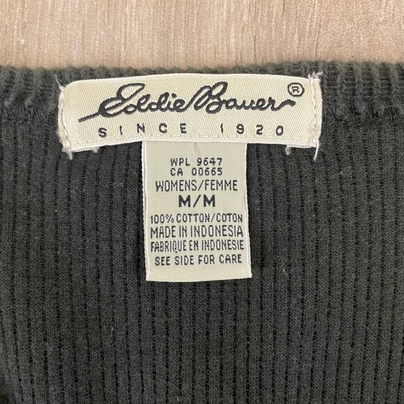 Eddie Bauer Cotton Cardigan Women’s M Dark Green Button Front Rib Knit - Picture 3 of 8
